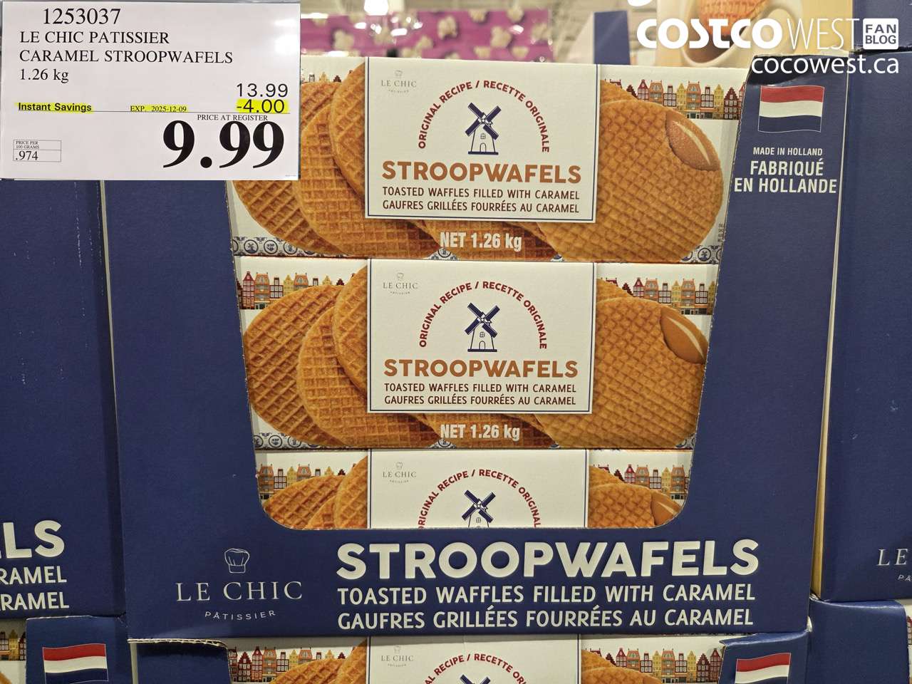 1253037 LE CHIC PATISSIER CARAMEL STROOPWAFELS 1.26KG ($4.00 INSTANT SAVINGS EXPIRES ON 2025-12-09) $9.99