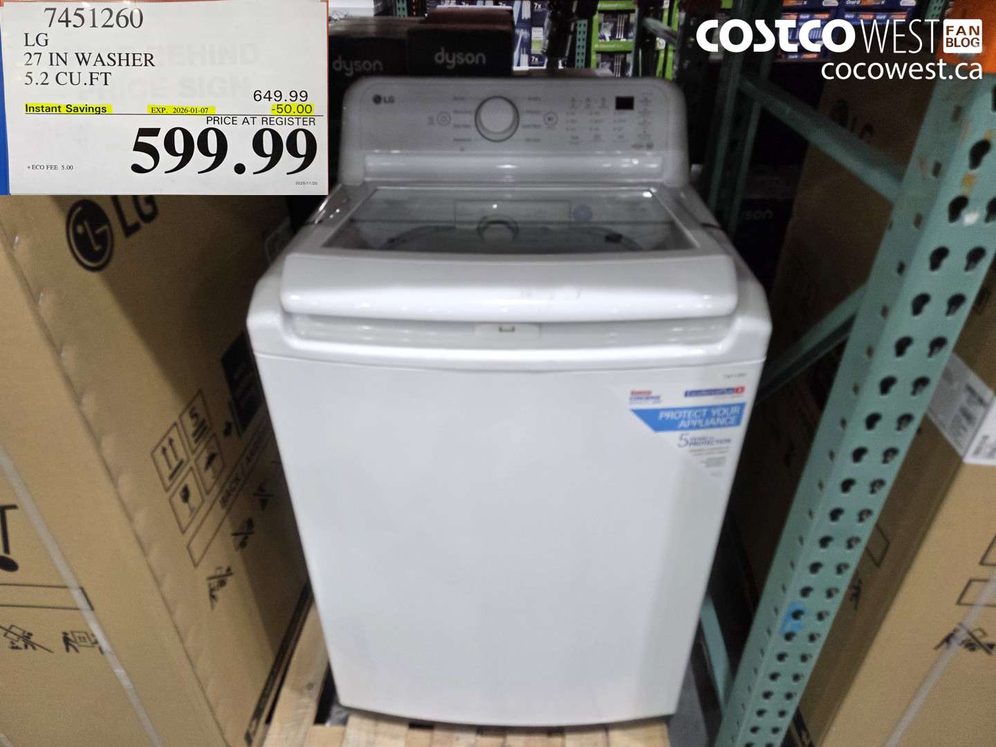 7451260 LG 27IN WASHER 5.2 CUFT ($50.00 INSTANT SAVINGS EXPIRES ON 2026-01-07) $599.99