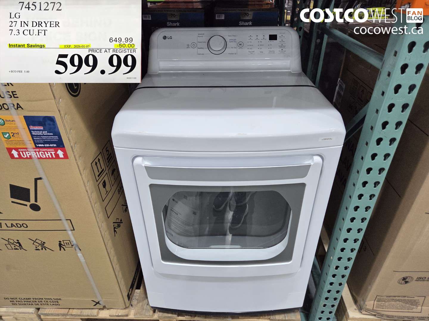 7451272 LG 27 IN DRYER 7.3 CU FT ($50.00 INSTANT SAVINGS EXPIRES ON 2026-01-07) $599.99