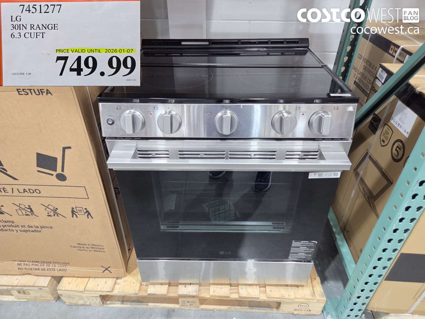 7451277 LG 30IN RANGE 6.3 CUFT (EXPIRES ON 2026-01-07) $749.99