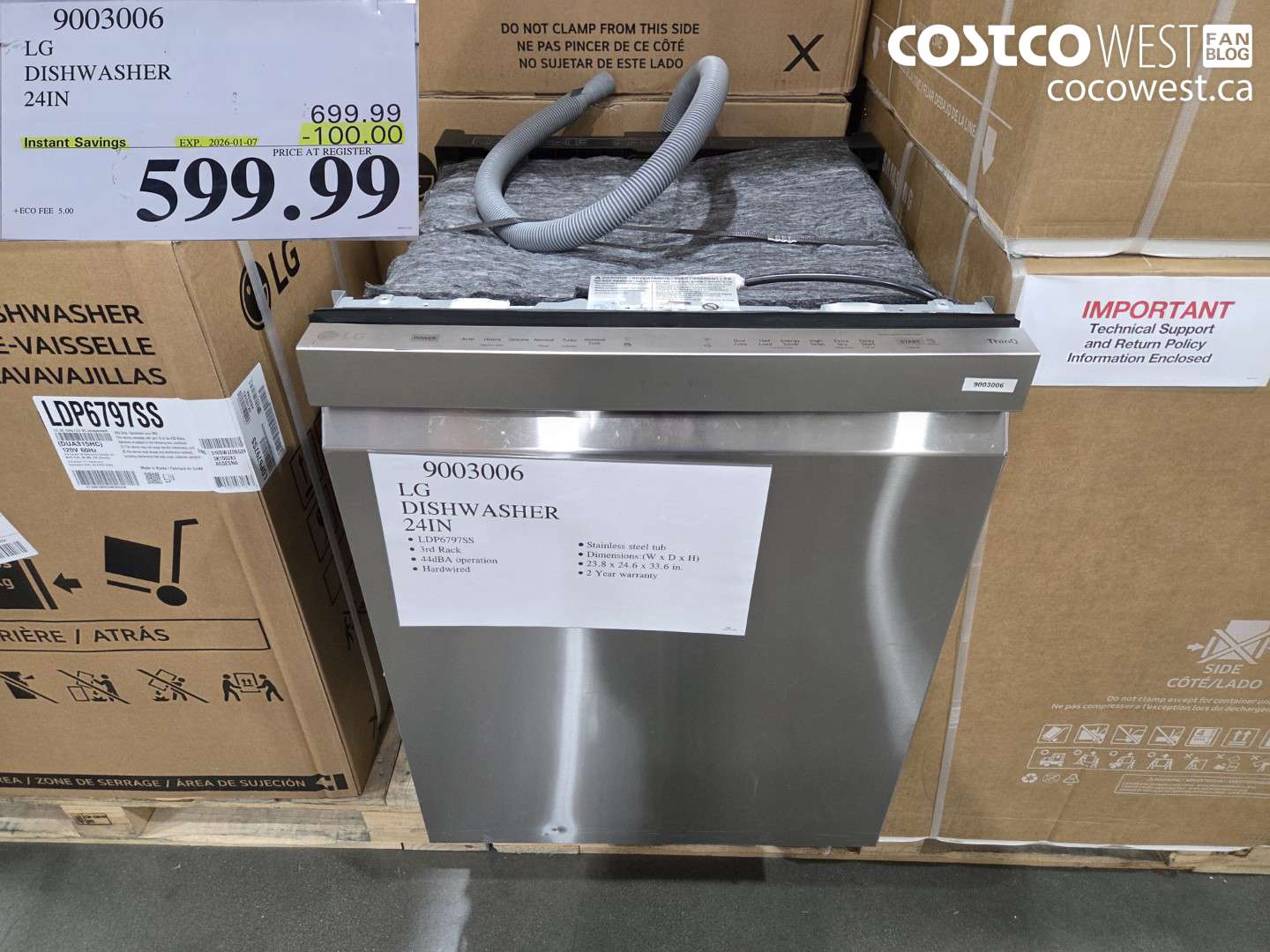 9003006 LG DISHWASHER 24IN ($100.00 INSTANT SAVINGS EXPIRES ON 2026-01-07) $599.99