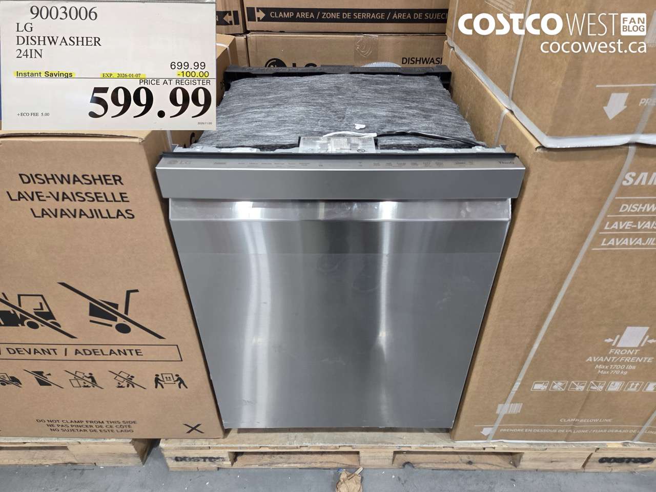 9003006 LG DISHWASHER 24IN ($100.00 INSTANT SAVINGS EXPIRES ON 2026-01-07) $599.99