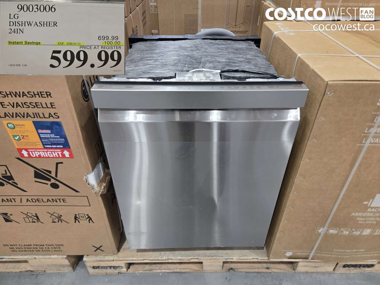 9003006 LG DISHWASHER 24IN ($100.00 INSTANT SAVINGS EXPIRES ON 2026-01-11) $599.99