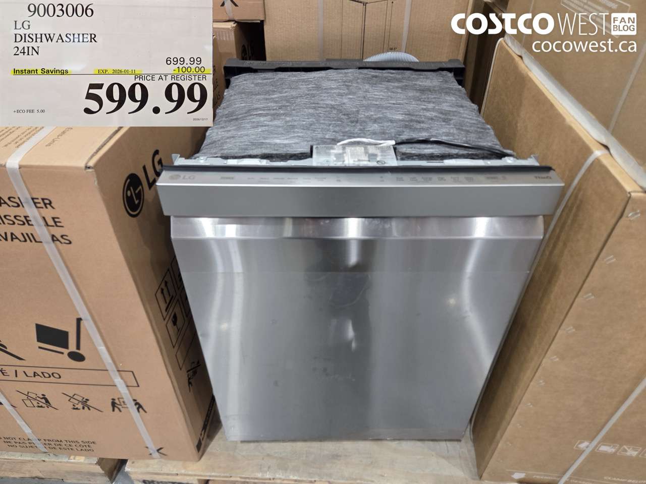 9003006 LG DISHWASHER 24IN ($100.00 INSTANT SAVINGS EXPIRES ON 2026-01-11) $599.99