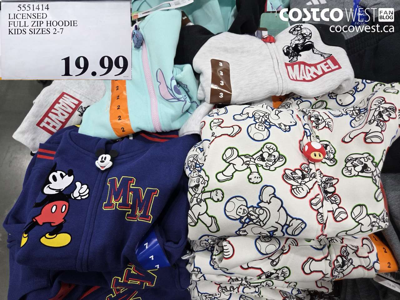 5551414 LICENSED FULL ZIP HOODIE KIDS SIZES 2-7 $19.99