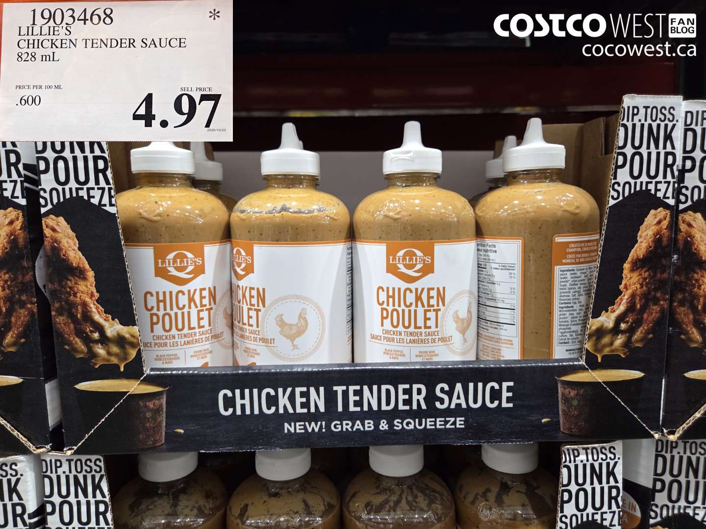1903468 LILLIE'S CHICKEN TENDER SAUCE 828ML $4.97