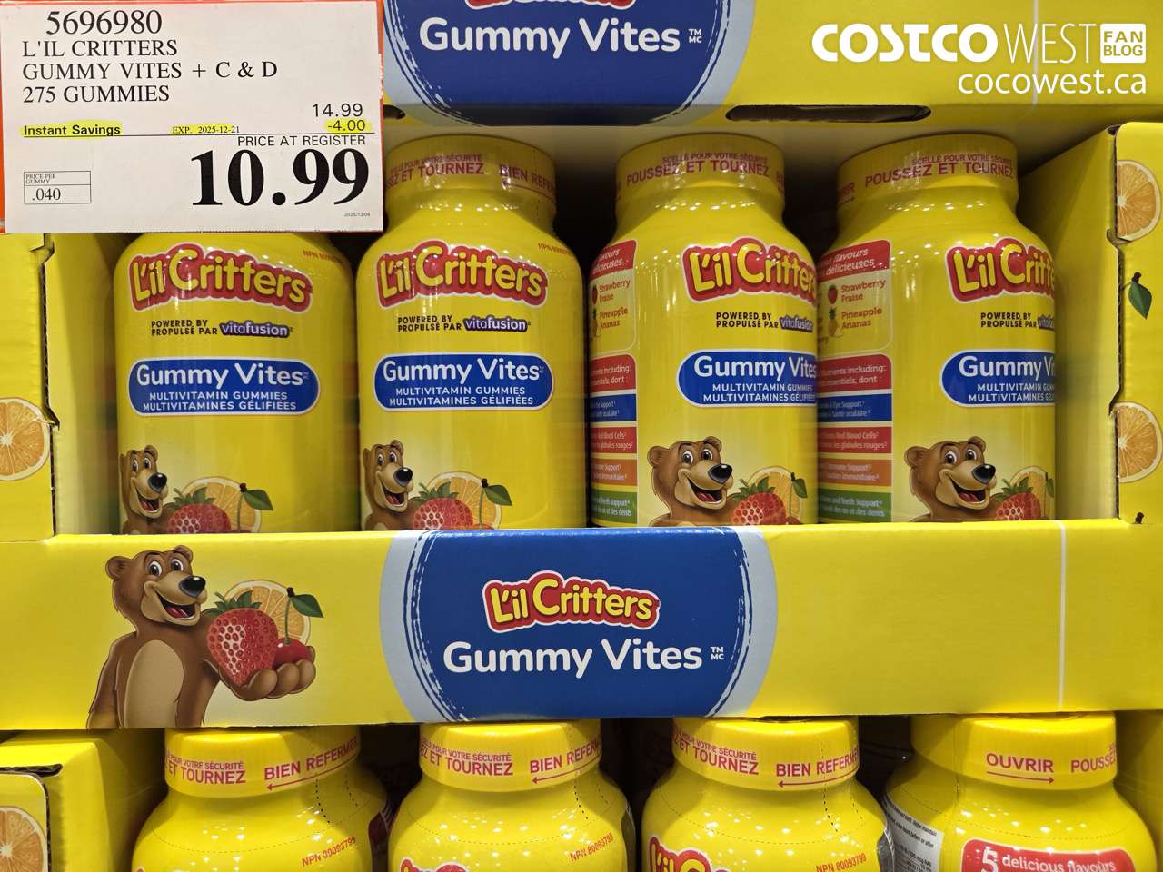 5696980 L'IL CRITTERS GUMMY VITES 275 GUMMIES ($4.00 INSTANT SAVINGS EXPIRES ON 2025-12-21) $10.99