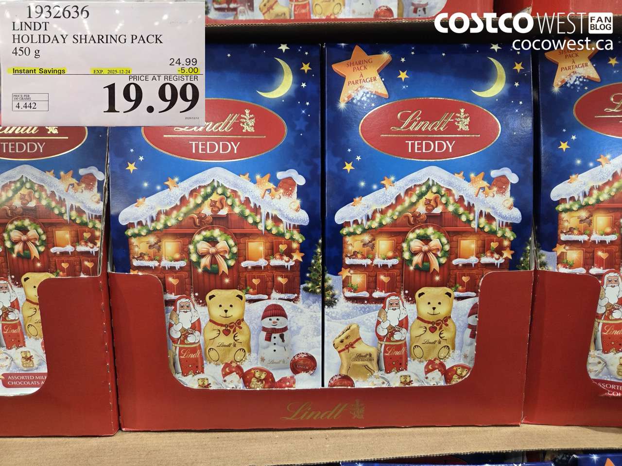 1932636 LINDT HOLIDAY SHARING PACK 450 g ($5.00 INSTANT SAVINGS EXPIRES ON 2025-12-24) $19.99