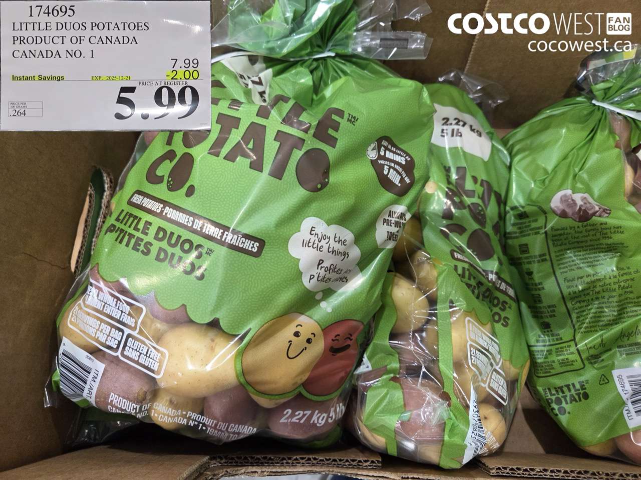 174695 LITTLE DUO POTATOES PRODUCT OF CANADA CANADA NO 1 ($2.00 INSTANT SAVINGS EXPIRES ON 2025-12-21) $5.99