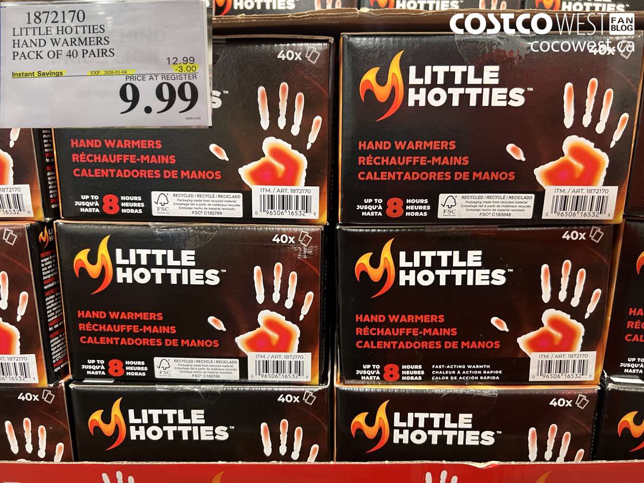 1872170 LITTLE HOTTIES HAND WARMERS PACK OF 40 PAIRS ($3.00 INSTANT SAVINGS EXPIRES ON 2026-01-04) $9.99