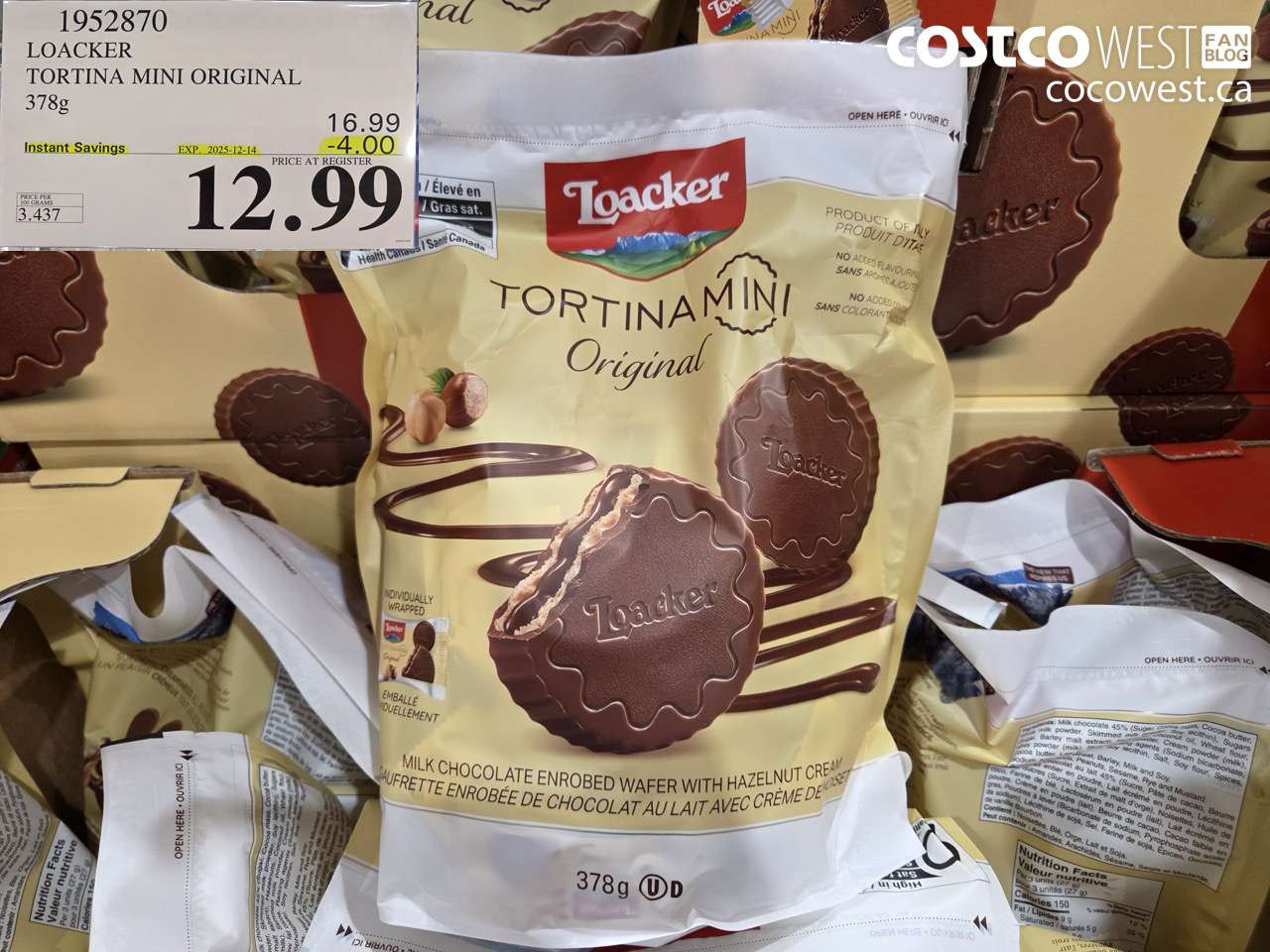 1952870 LOACKER TORTINA MINI ORIGINAL 378G ($4.00 INSTANT SAVINGS EXPIRES ON 2025-12-14) $12.99