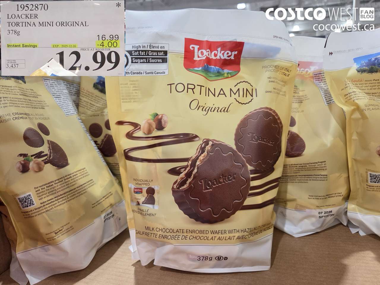 1952870 LOACKER TORTINA MINI ORIGINAL 378G ($4.00 INSTANT SAVINGS EXPIRES ON 2025-12-16) $12.99