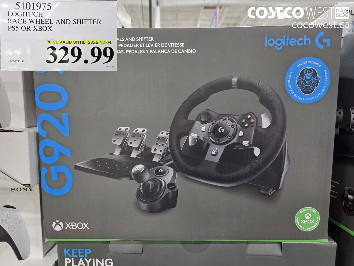 5101975 LOGITECH RACE WHEEL AND SHIFTER PS5 OR XBOX (EXPIRES ON 2025-12-04) $329.99
