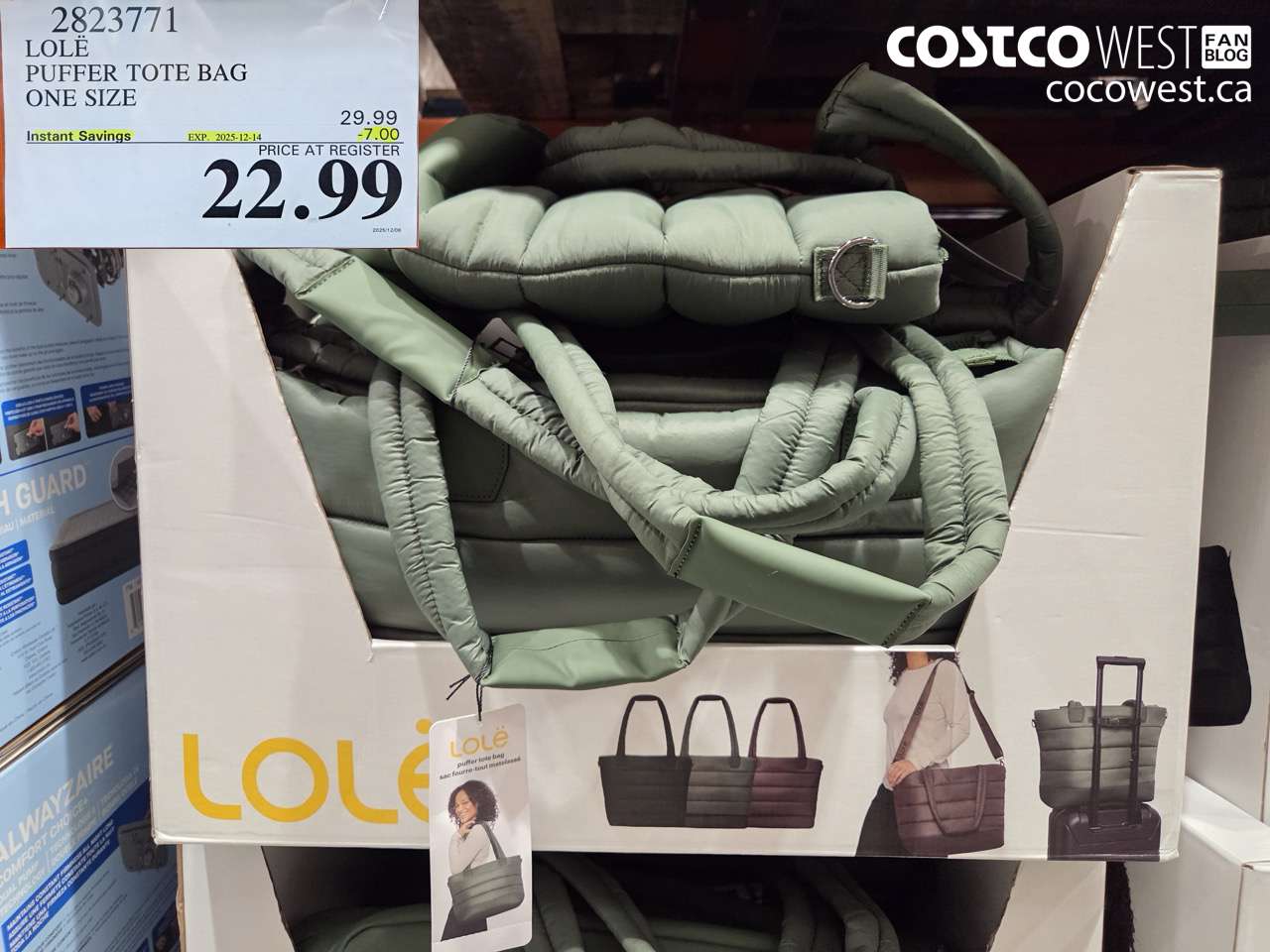 2823771 LOLE PUFFER TOTE BAG ONE SIZE  ($7.00 INSTANT SAVINGS EXPIRES ON 2025-12-14) $22.99