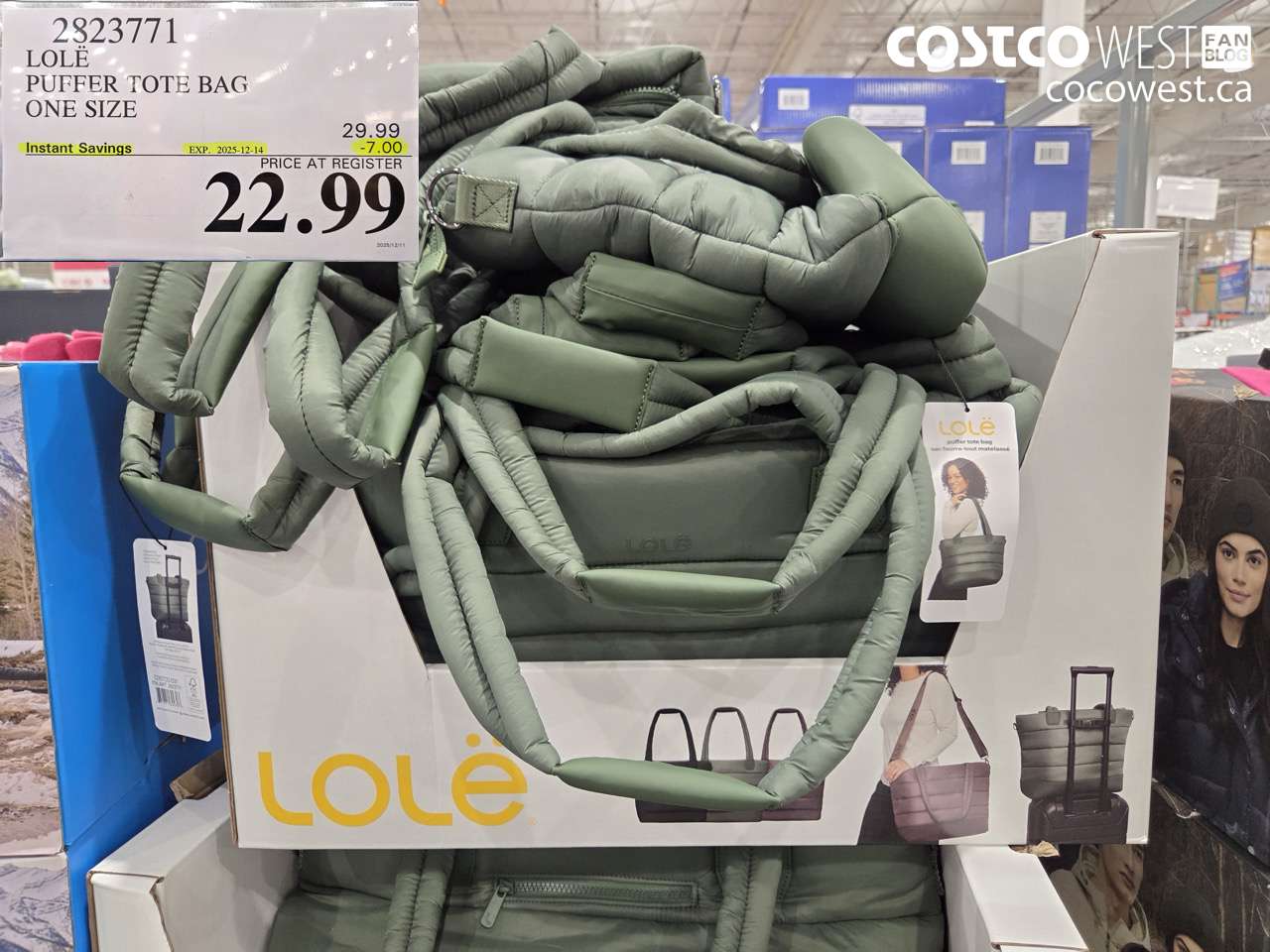 2823771 LOLE PUFFER TOTE BAG ONE SIZE  ($7.00 INSTANT SAVINGS EXPIRES ON 2025-12-14) $22.99