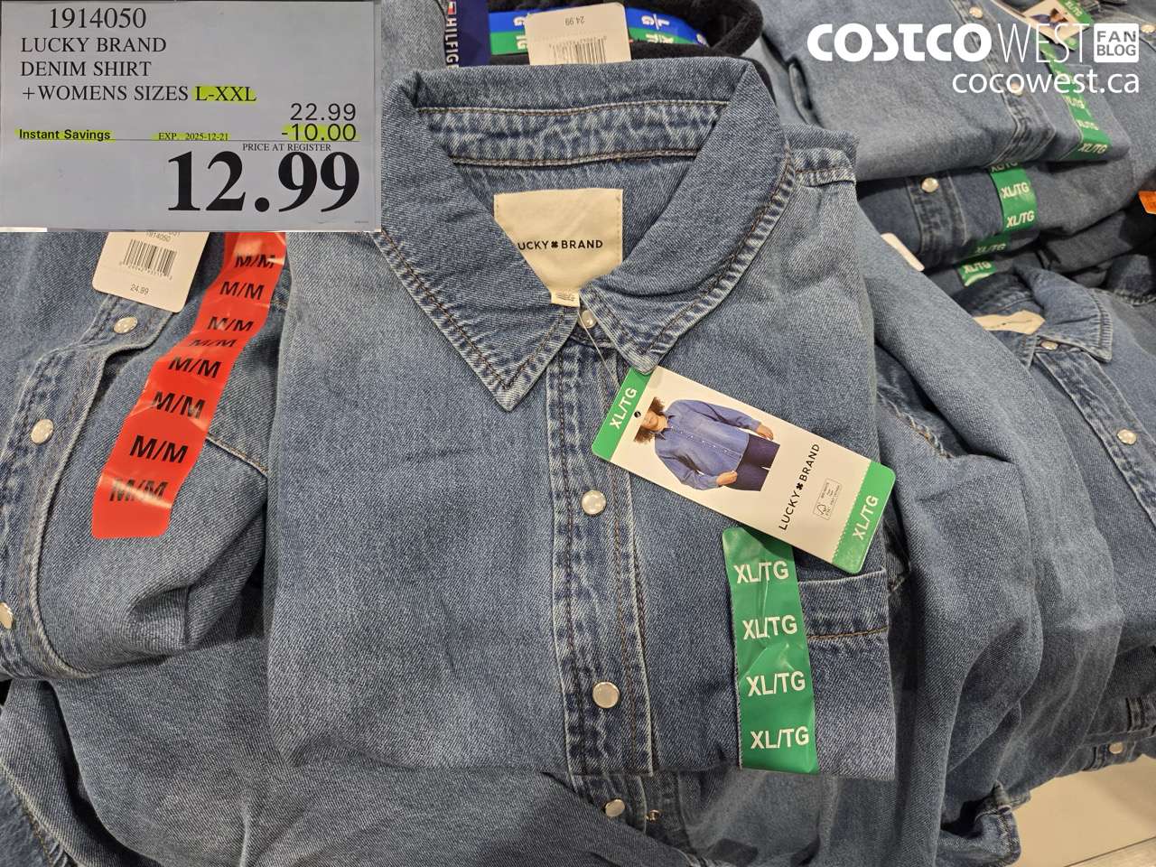 1914050 LUCKY BRAND DENIM SHIRT WOMENS SIZES L-XXL ($10.00 INSTANT SAVINGS EXPIRES ON 2025-12-21) $12.99