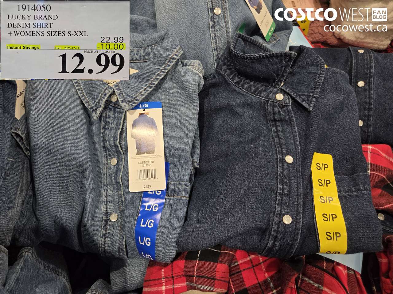 1914050 LUCKY BRAND DENIM SHIRT WOMENS SIZES S-XXL ($10.00 INSTANT SAVINGS EXPIRES ON 2025-12-21) $12.99