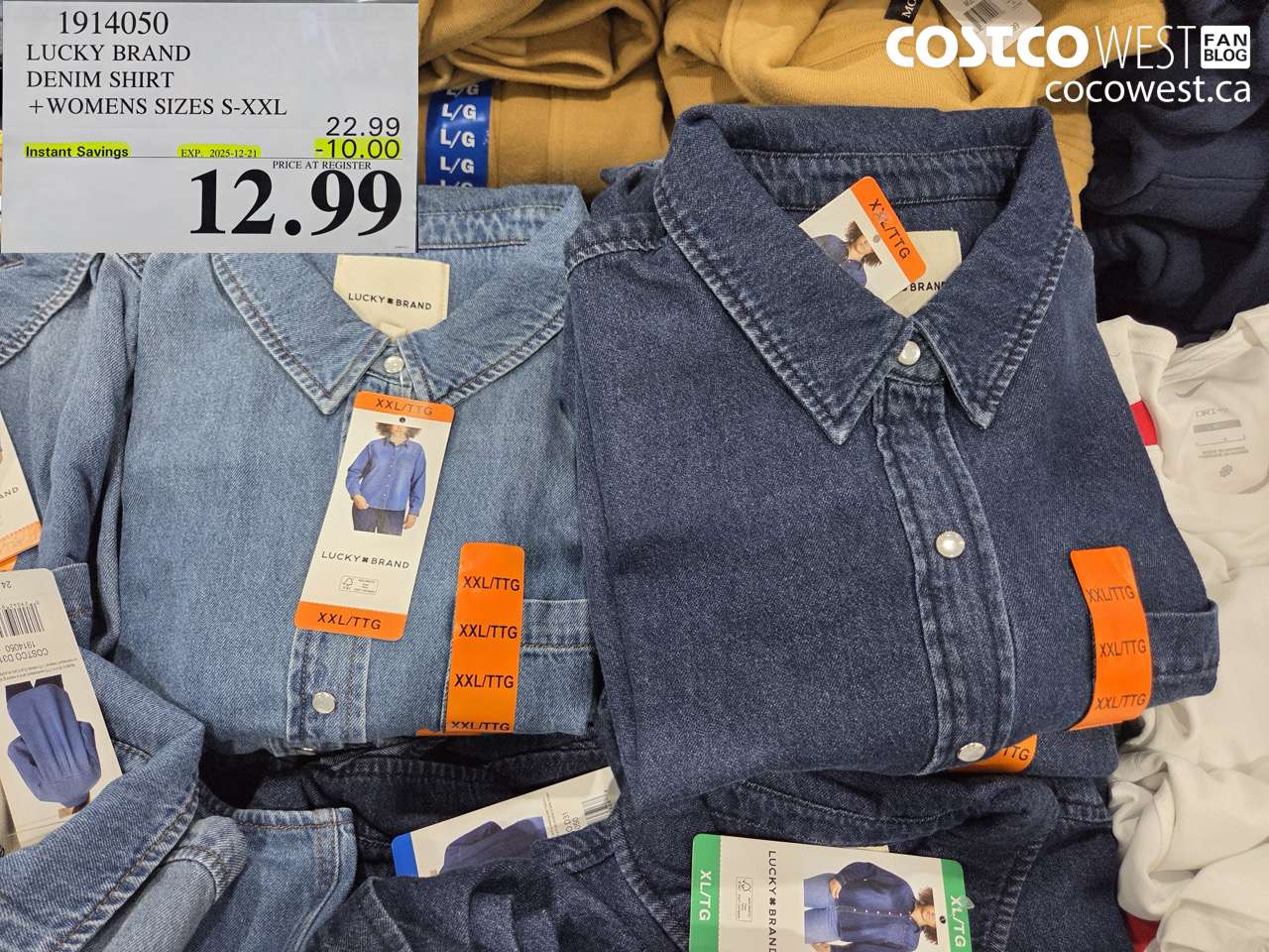 1914050 LUCKY BRAND DENIM SHIRT WOMENS SIZES S-XXL ($10.00 INSTANT SAVINGS EXPIRES ON 2025-12-21) $12.99