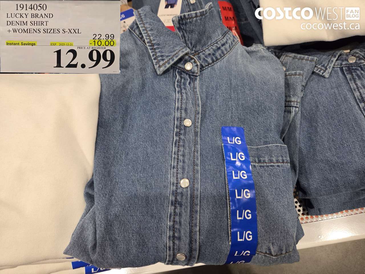 1914050 LUCKY BRAND DENIM SHIRT WOMENS SIZES S-XXL ($10.00 INSTANT SAVINGS EXPIRES ON 2025-12-21) $12.99