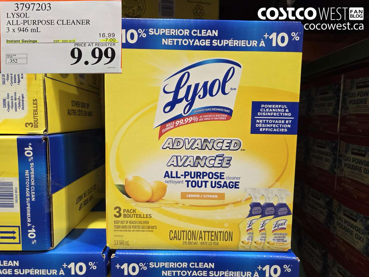 3797203 LYSOL ALL-PURPOSE CLEANER 3 X 946ML ($7.00 INSTANT SAVINGS EXPIRES ON 2025-12-21) $9.99