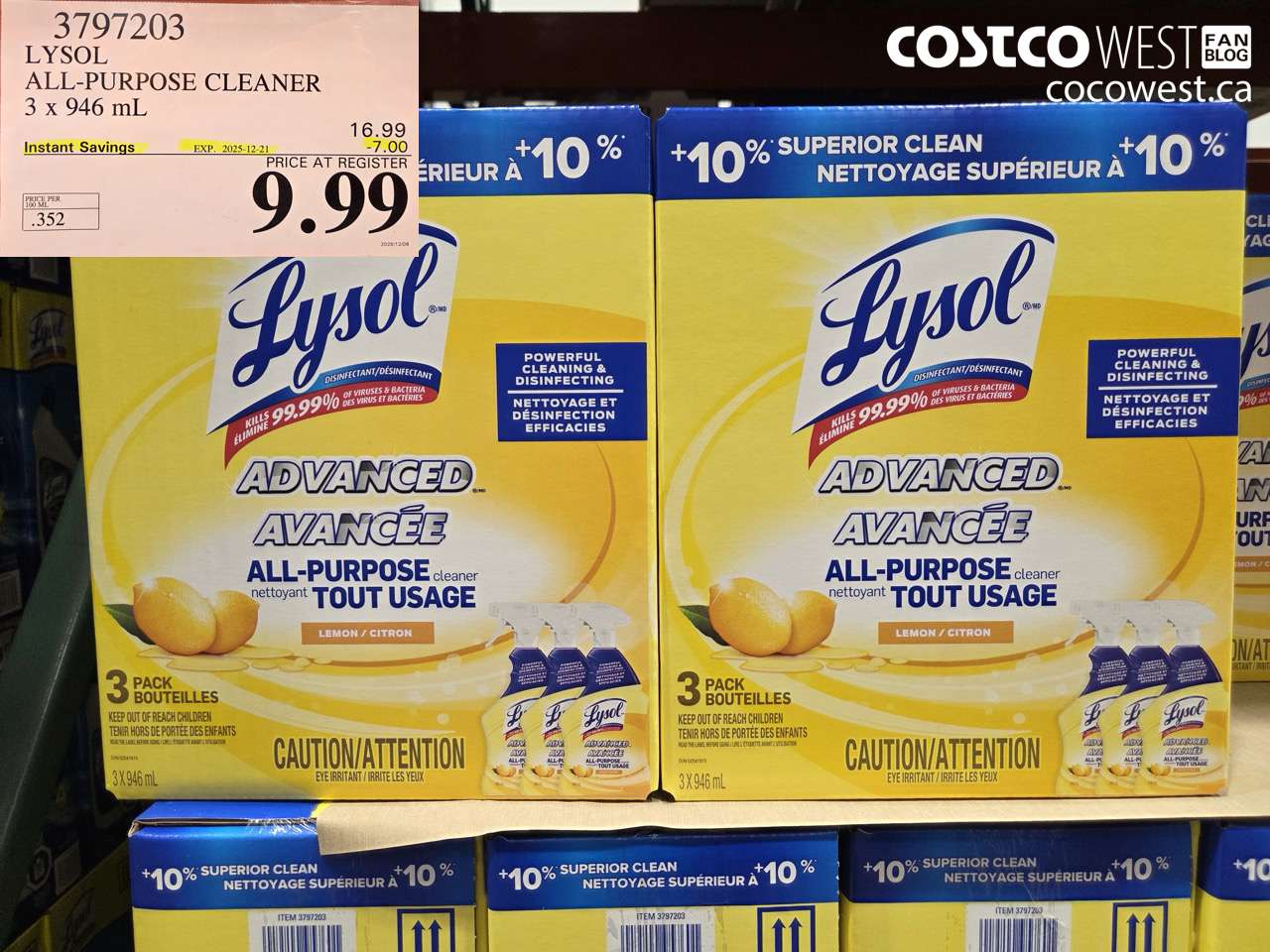 3797203 LYSOL ALL-PURPOSE CLEANER 3 X 946ML ($7.00 INSTANT SAVINGS EXPIRES ON 2025-12-21) $9.99