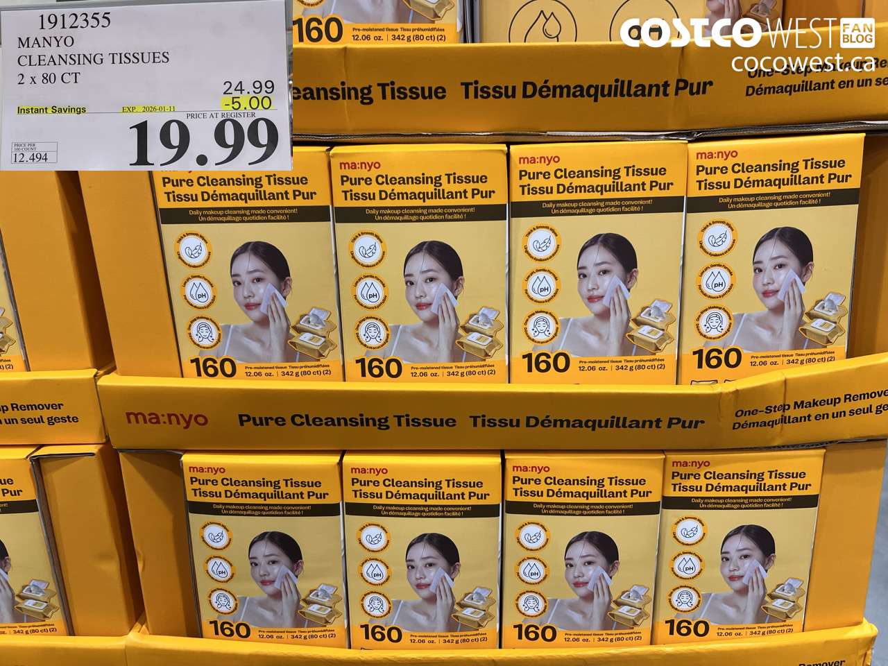 1912355 MANYO CLEANSING TISSUES 2 X 80CT ($5.00 INSTANT SAVINGS EXPIRES ON 2026-01-11) $19.99