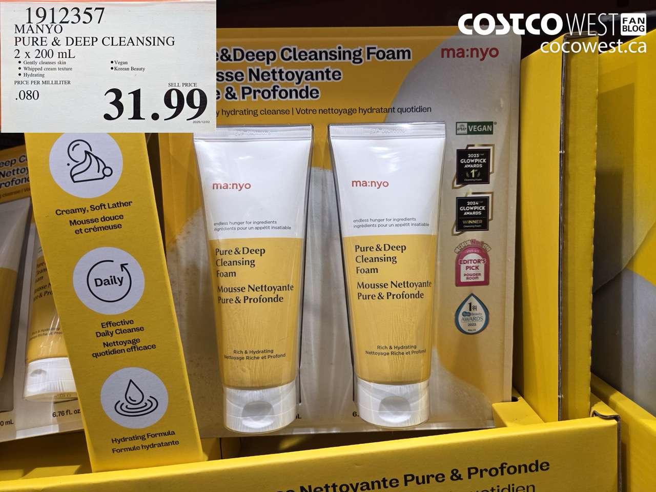 1912357 MANYO PURE & DEEP CLEANSING 2 X 200ML $31.99