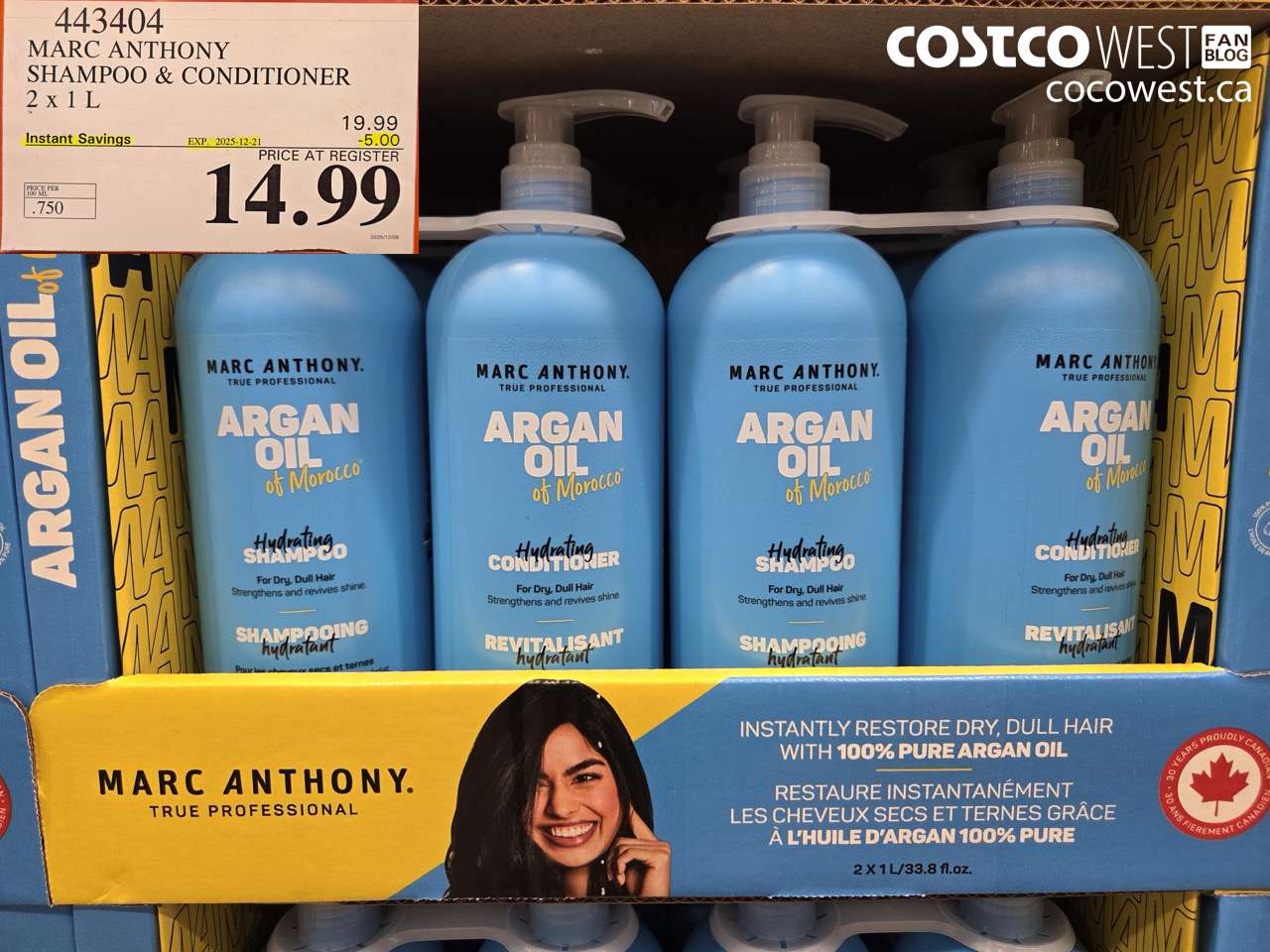 443404 MARC ANTHONY SHAMPOO & CONDITIONER 2 X 1L ($5.00 INSTANT SAVINGS EXPIRES ON 2025-12-21) $14.99