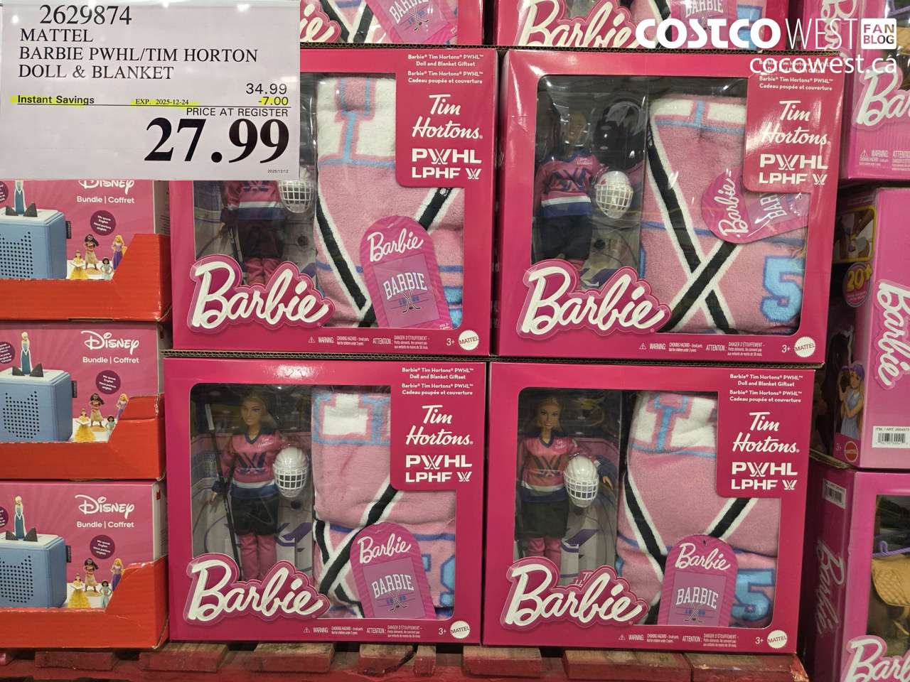 2629874 MATTEL BARBIE PWHL/TIM HORTON DOLL & BLANKET ($7.00 INSTANT SAVINGS EXPIRES ON 2025-12-24) $27.99