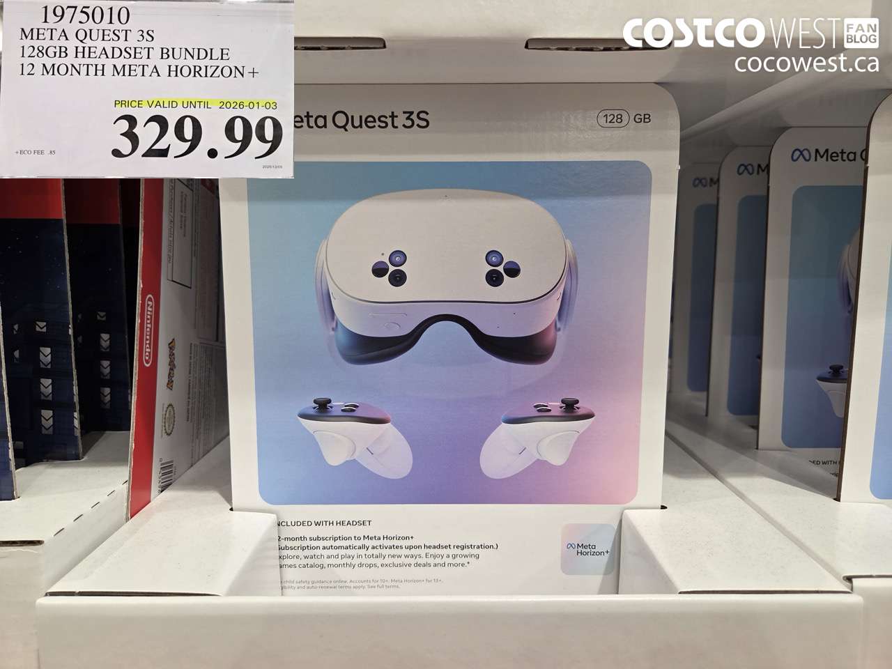 1975010 META QUEST 3S 128GB HEADSET BUNDLE 12 MONTH META HORIZON (EXPIRES ON 2026-01-03) $329.99