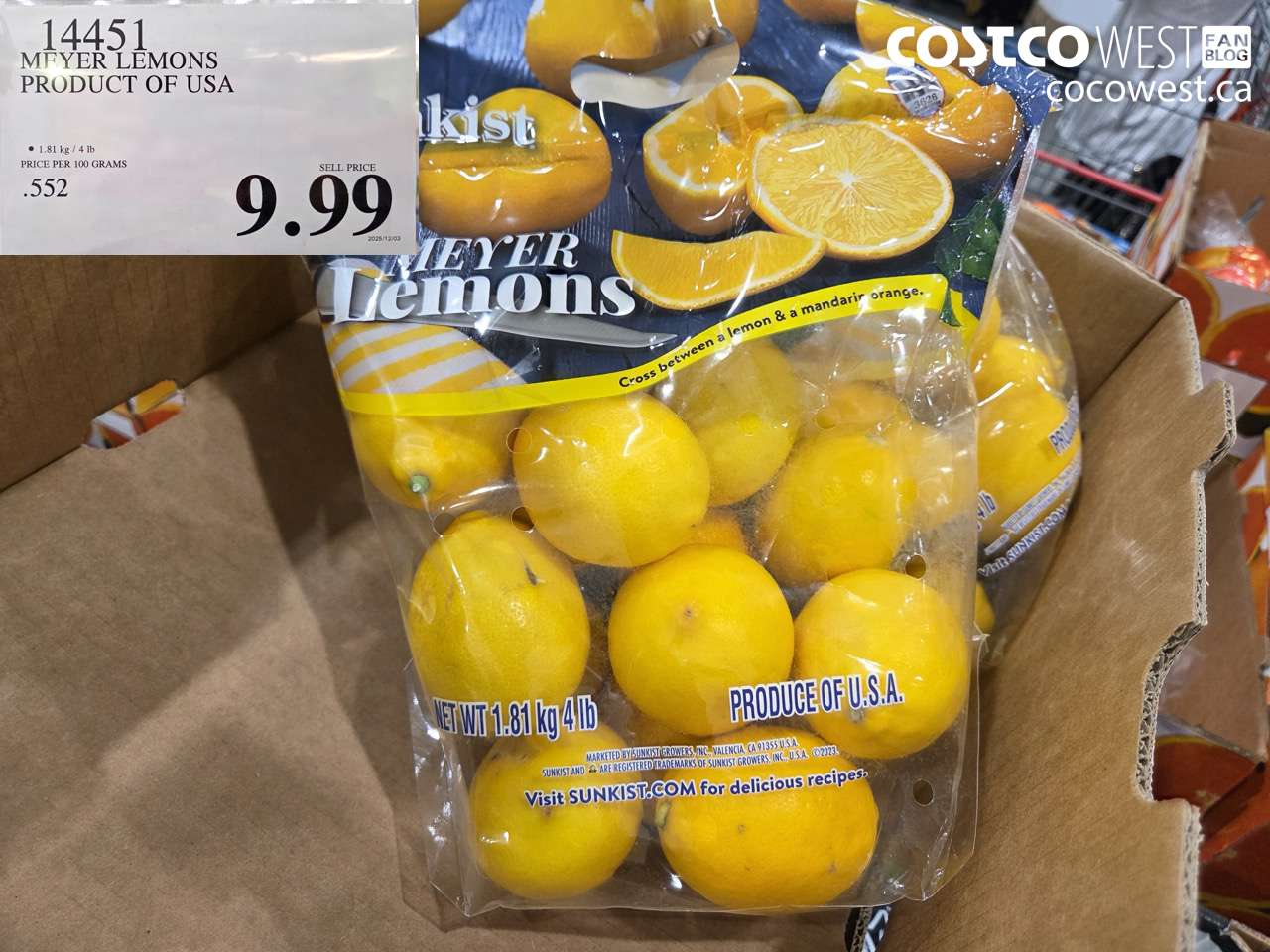 14451 MEYER LEMONS PRODUCT OF USA $9.99