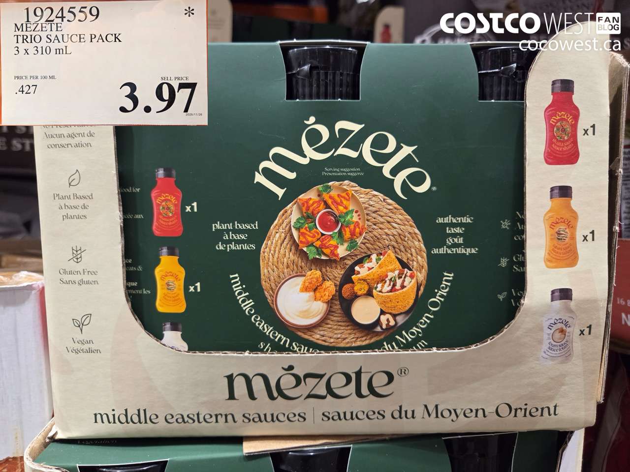 1924559 MEZETE TRIO SAUCE PACK 3 X 310ML $3.97