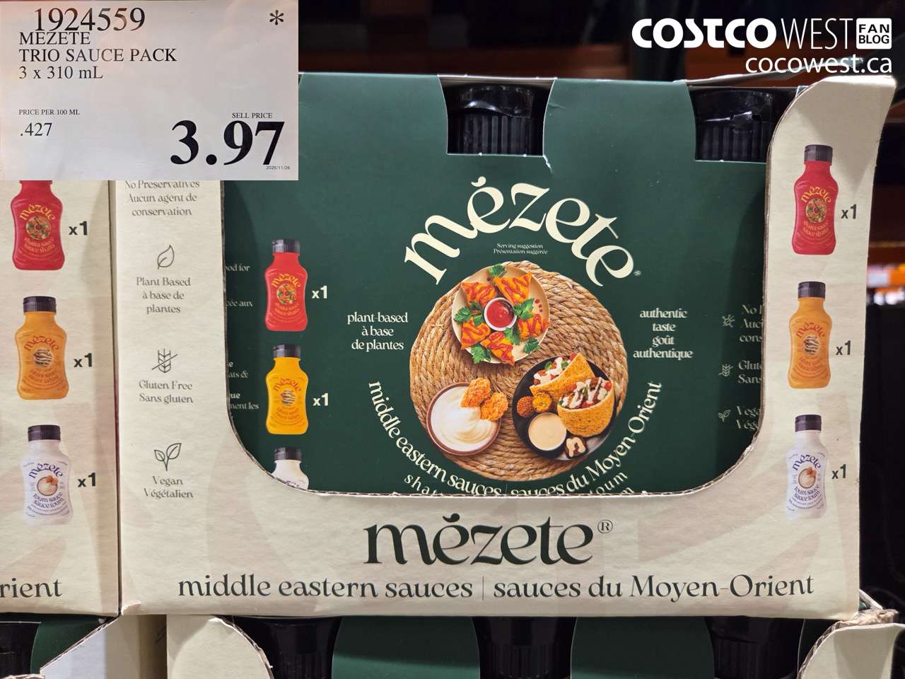 1924559 MEZETE TRIO SAUCE PACK 3 X 310ML $3.97