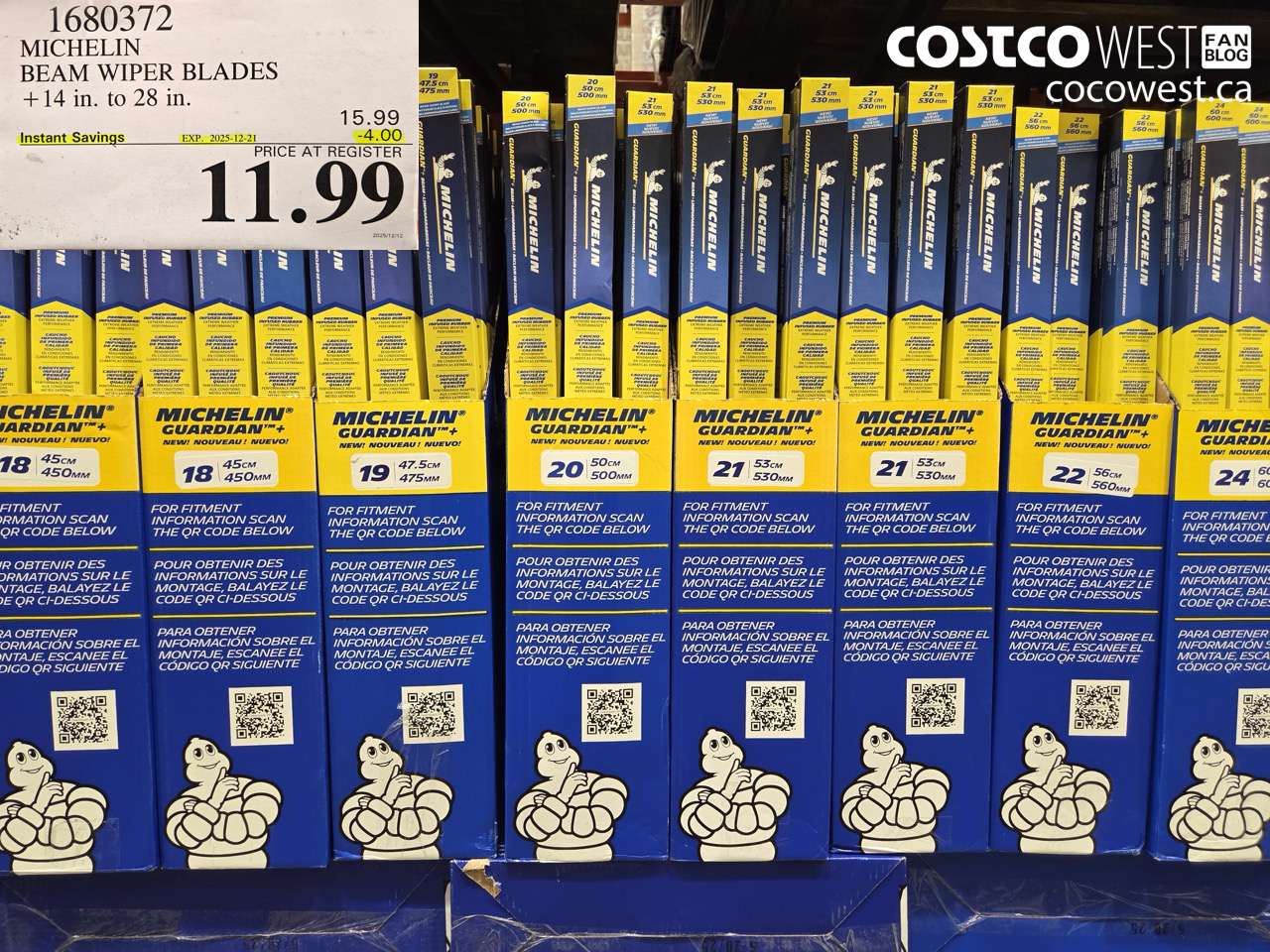 1680372 MICHELIN BEAM WIPER BLADES BLADE LENGTH 16 IN ($4.00 INSTANT SAVINGS EXPIRES ON 2025-12-21) $11.99