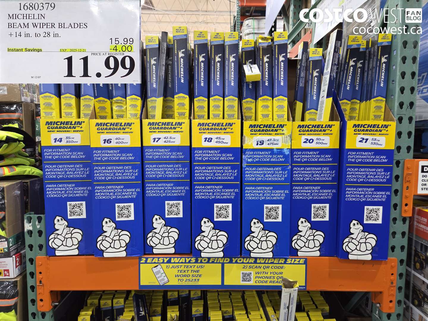 1680379 MICHELIN BEAM WIPER BLADES BLADE LENGTH 24 IN ($4.00 INSTANT SAVINGS EXPIRES ON 2025-12-21) $11.99