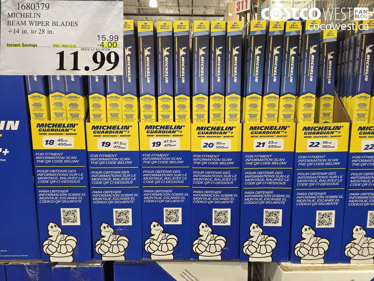 1680379 MICHELIN BEAM WIPER BLADES BLADE LENGTH 24 IN ($4.00 INSTANT SAVINGS EXPIRES ON 2025-12-21) $11.99