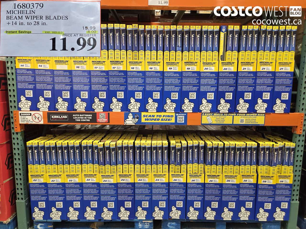 1680379 MICHELIN BEAM WIPER BLADES BLADE LENGTH 24 IN ($4.00 INSTANT SAVINGS EXPIRES ON 2025-12-21) $11.99