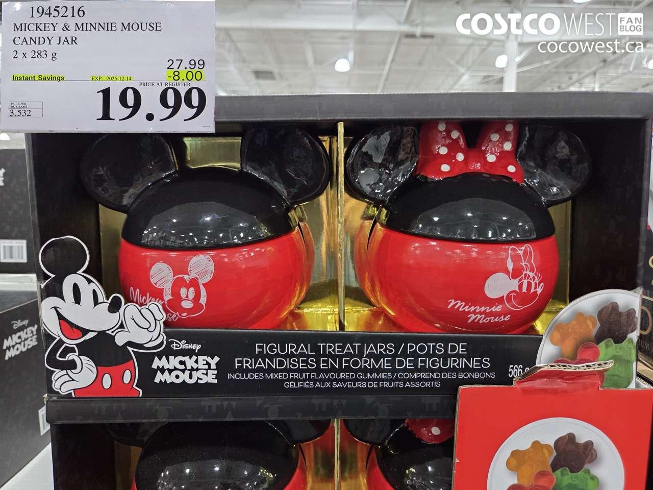 1945216 MICKEY & MINNIE MOUSE CANDY JAR 2 X 283G ($8.00 INSTANT SAVINGS EXPIRES ON 2025-12-14) $19.99