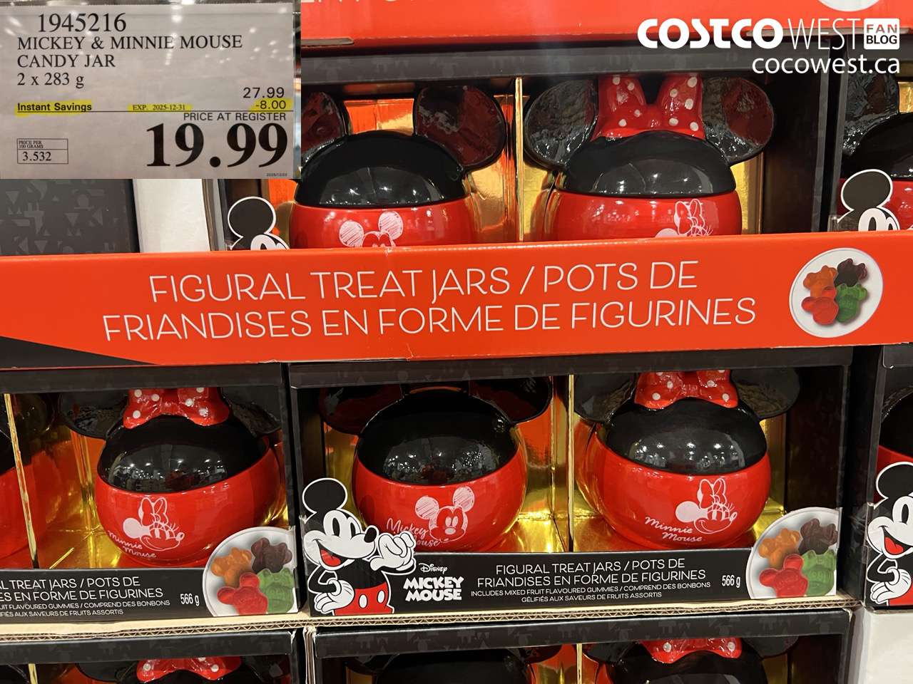 1945216 MICKEY & MINNIE MOUSE CANDY JAR 2 X 283G ($8.00 INSTANT SAVINGS EXPIRES ON 2025-12-31) $19.99
