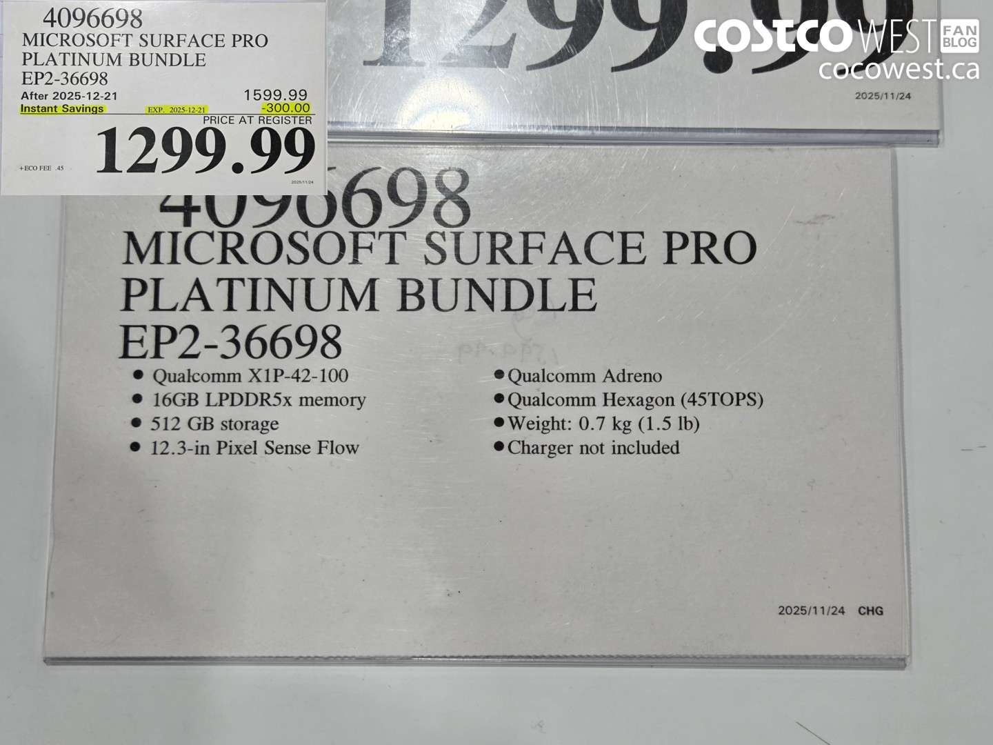 4096698 MICROSOFT SURFACE PRO PLATINUM BUNDLE EP2-36698 ($300.00 INSTANT SAVINGS EXPIRES ON 2025-12-21) $1299.99