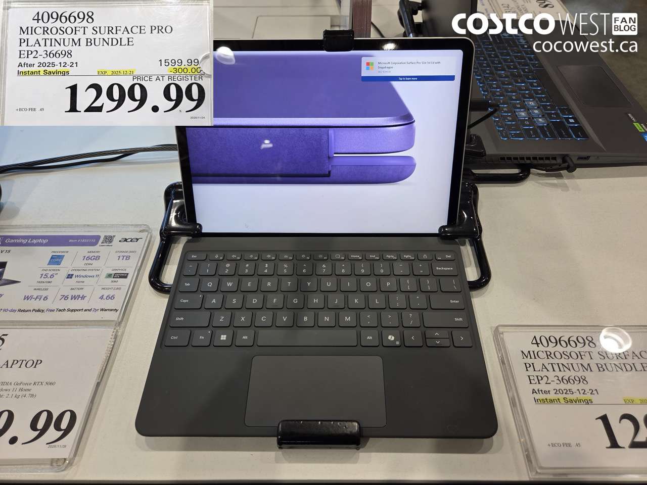 4096698 MICROSOFT SURFACE PRO PLATINUM BUNDLE EP2-36698 ($300.00 INSTANT SAVINGS EXPIRES ON 2025-12-21) $1299.99