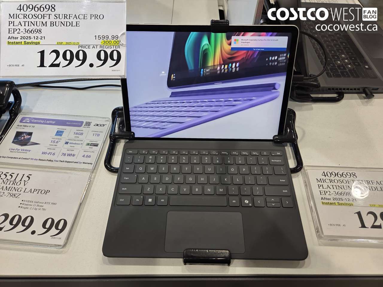 4096698 MICROSOFT SURFACE PRO PLATINUM BUNDLE EP2-36698 ($300.00 INSTANT SAVINGS EXPIRES ON 2025-12-21) $1299.99