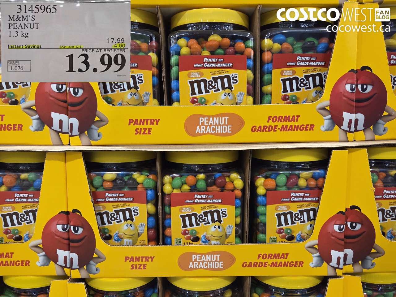3145965 M&M'S PEANUT 1.3 kg ($4.00 INSTANT SAVINGS EXPIRES ON 2025-12-21) $13.99