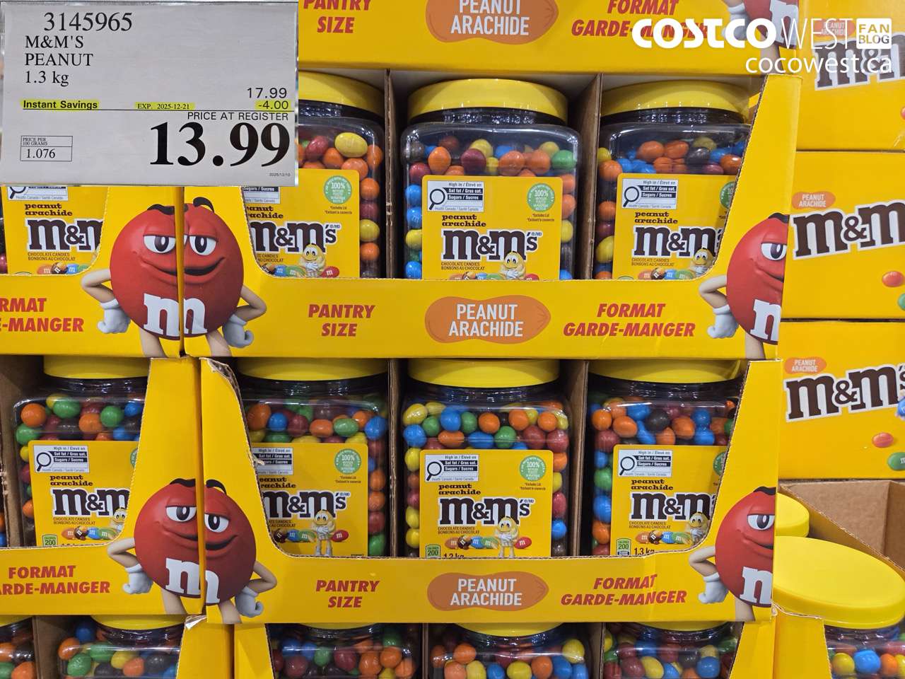 3145965 M&M'S PEANUT 1.3 kg ($4.00 INSTANT SAVINGS EXPIRES ON 2025-12-21) $13.99