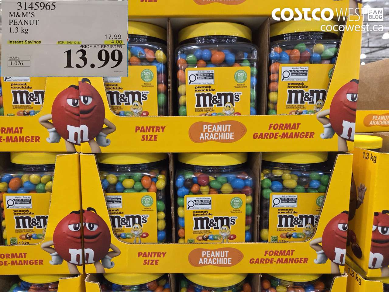 3145965 M&M'S PEANUT 1.3 kg ($4.00 INSTANT SAVINGS EXPIRES ON 2025-12-21) $13.99