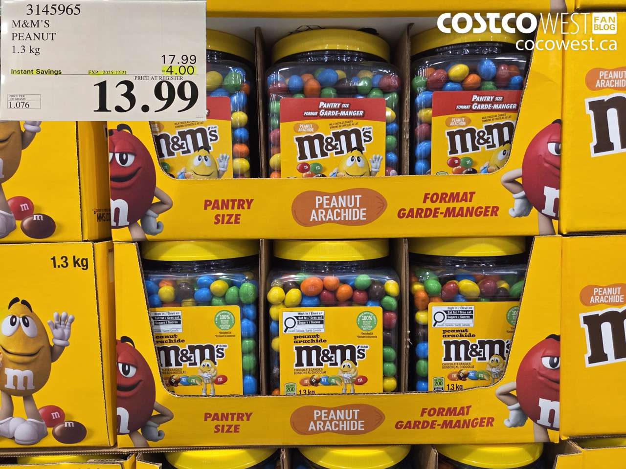 3145965 M&M'S PEANUT 1.3 kg ($4.00 INSTANT SAVINGS EXPIRES ON 2025-12-21) $13.99