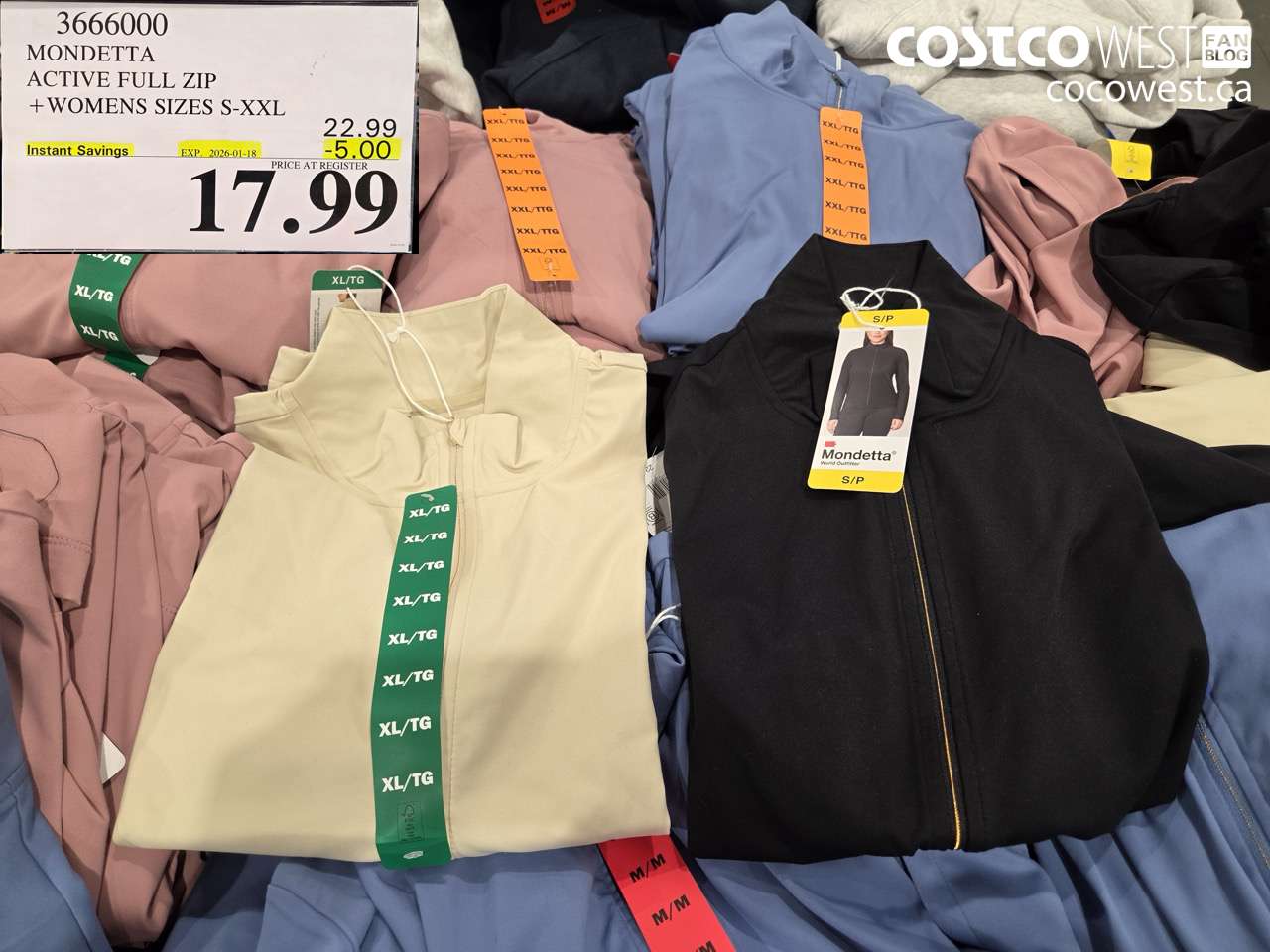 3666000 MONDETTA ACTIVE FULL ZIP WOMENS SIZES S-XXL ($5.00 INSTANT SAVINGS EXPIRES ON 2026-01-18) $17.99