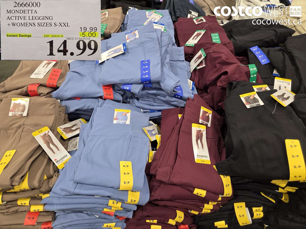 2666000 MONDETTA ACTIVE LEGGING WOMENS SIZES S-XXL ($5.00 INSTANT SAVINGS EXPIRES ON 2026-01-18) $14.99