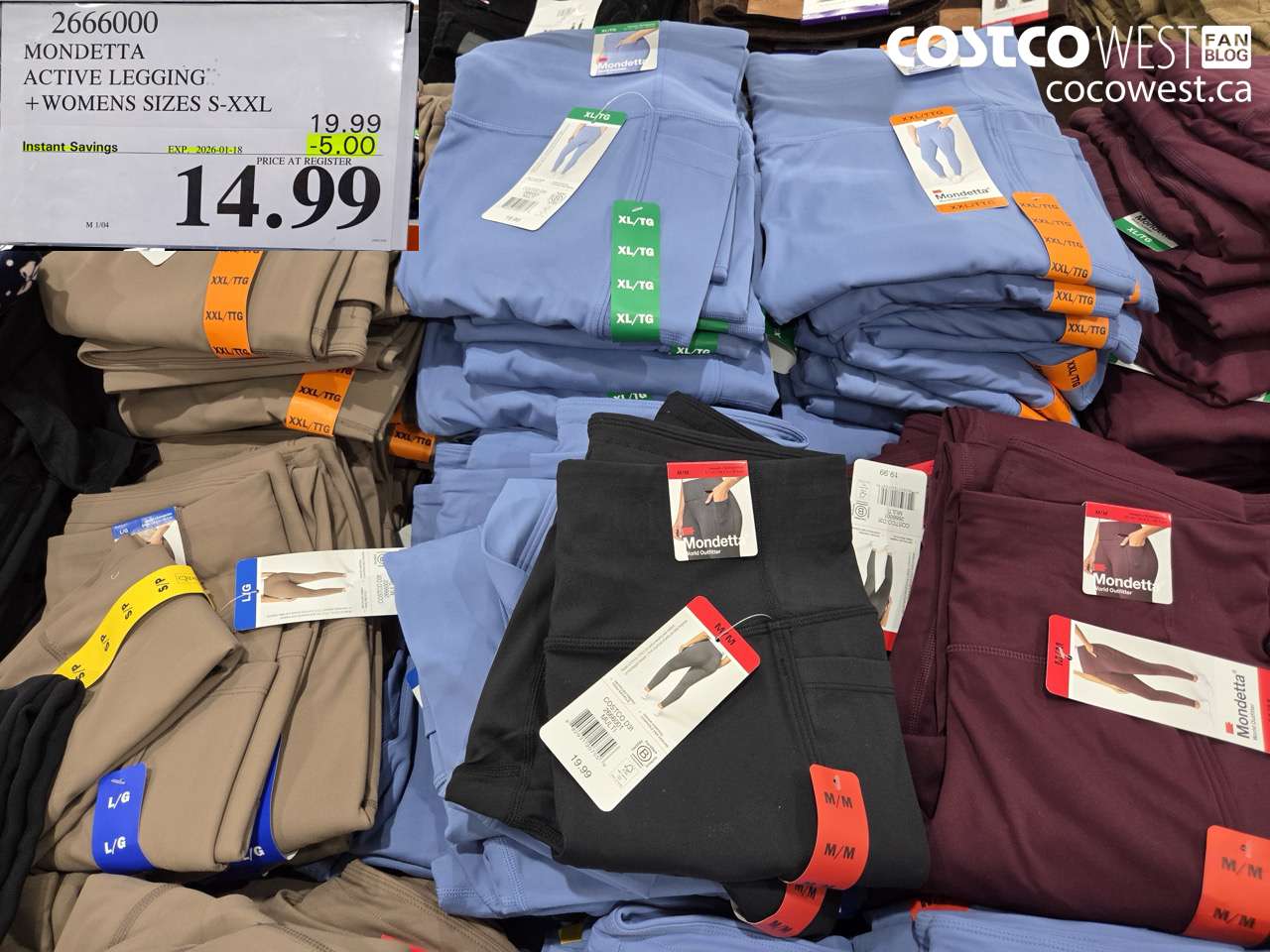 2666000 MONDETTA ACTIVE LEGGING WOMENS SIZES S-XXL ($5.00 INSTANT SAVINGS EXPIRES ON 2026-01-18) $14.99