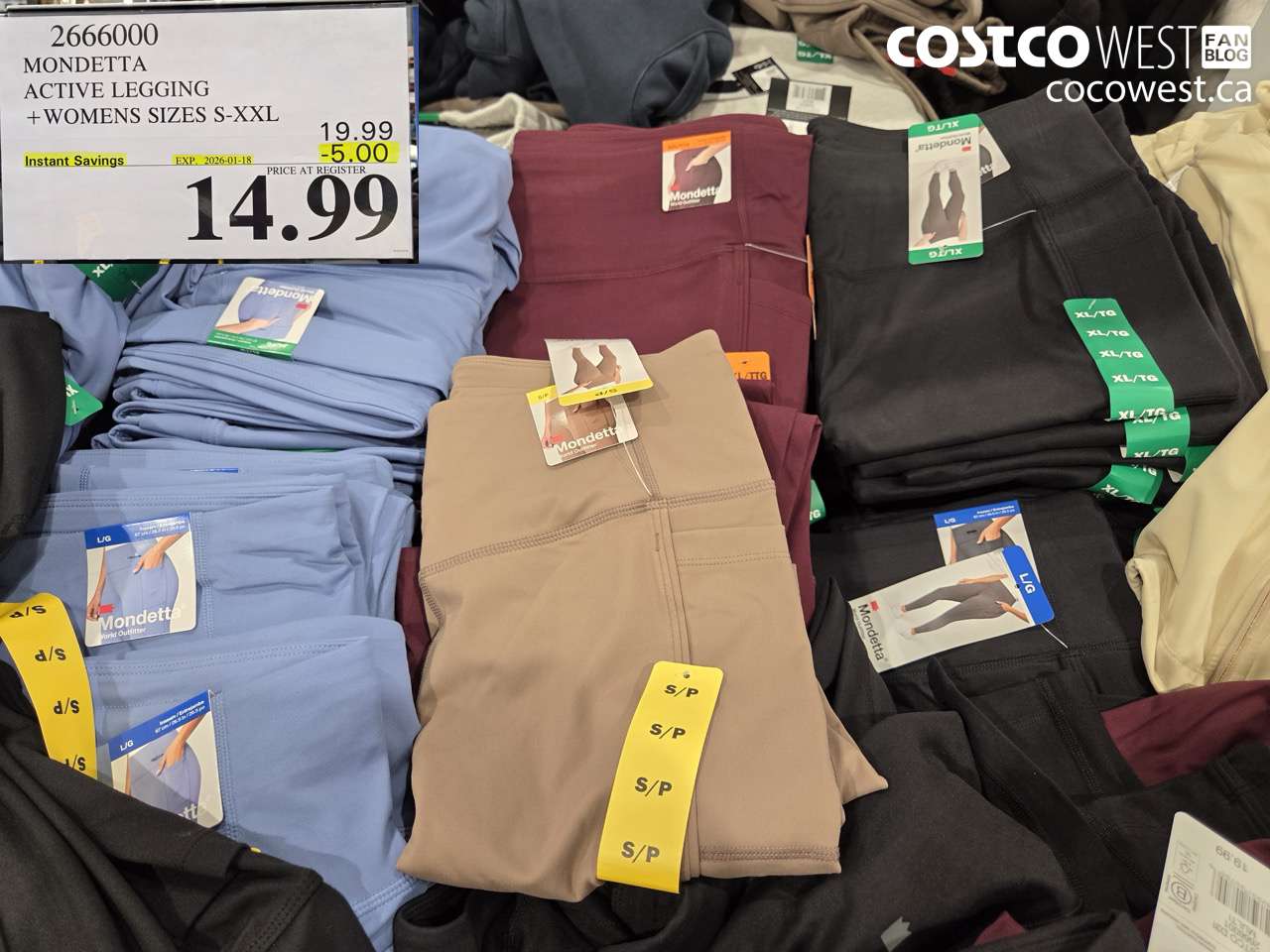 2666000 MONDETTA ACTIVE LEGGING WOMENS SIZES S-XXL ($5.00 INSTANT SAVINGS EXPIRES ON 2026-01-18) $14.99